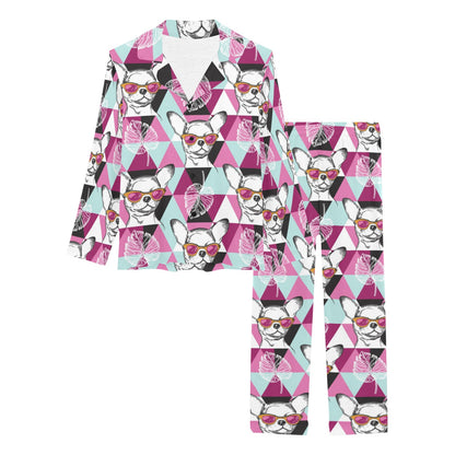Chihuahua Cute Triangle Pattern Women's Long Pajama Set