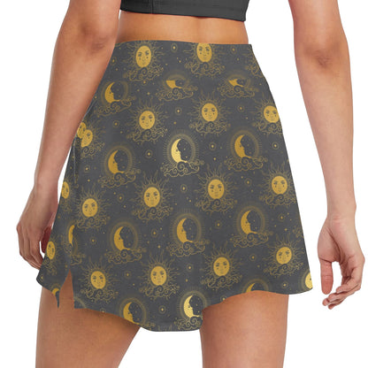 Sun Moon Print Design LKS305 17" Golf & Pickleball Skort with Pockets