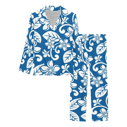 Plumeria Pattern Print Design PM013 Women's Long Pajama Set