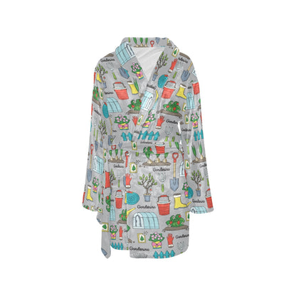 Gardening Pattern Print Design G07 Women's Fleece Robe