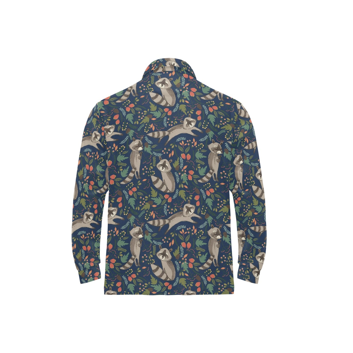 Raccoon Pattern Print Design A02 Long Sleeve Polo Shirt For Men's