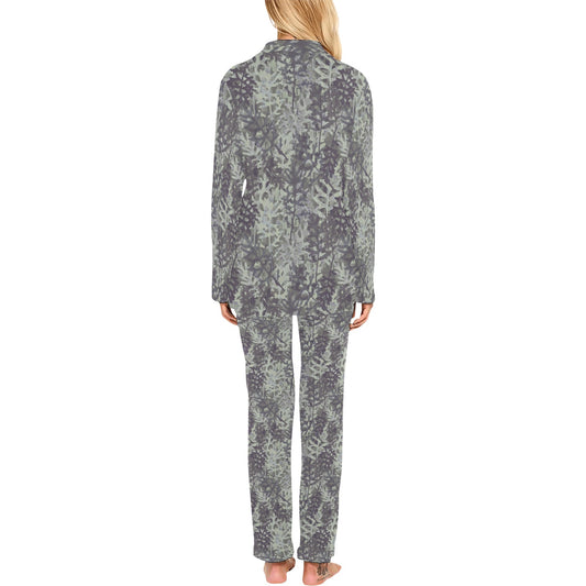 Camouflage Fern Pattern Print Design 05 Women's Long Pajama Set