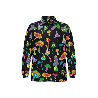 Psychedelic Mushroom Pattern Print Design A02 Long Sleeve Polo Shirt For Men's