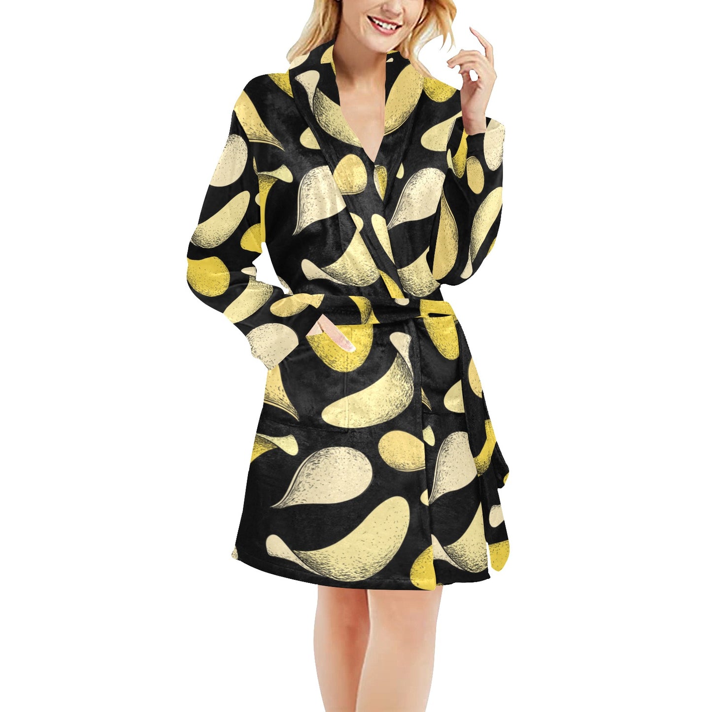 Potato Pattern Print Design A02 Women's Fleece Robe