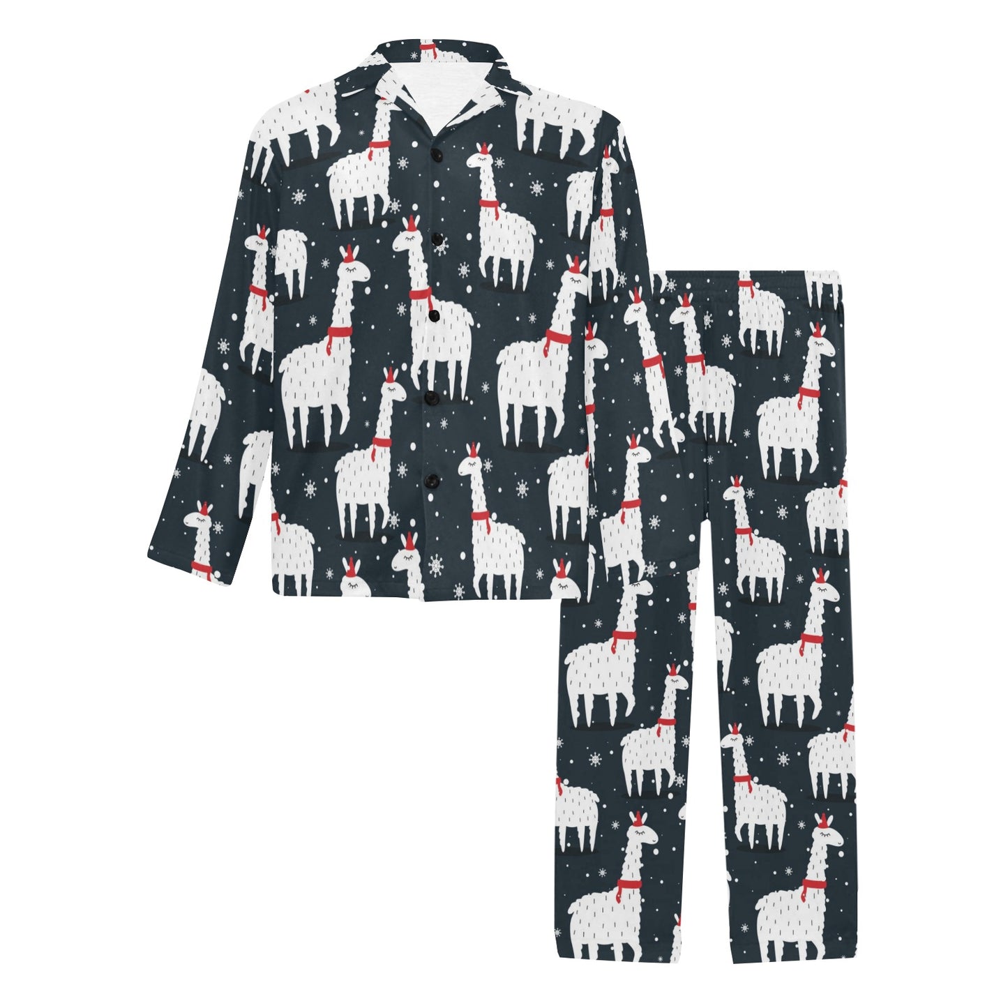 Alpaca Pattern Print Design 04 Men's Long Pajama Set