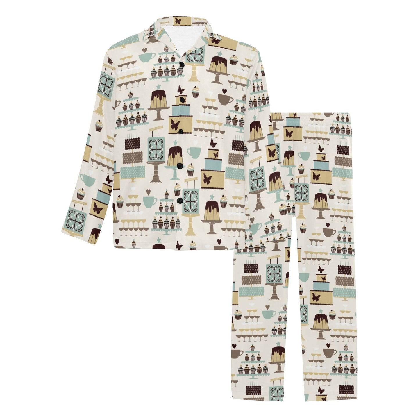 Cake Pattern Print Design 02 Men's Long Pajama Set