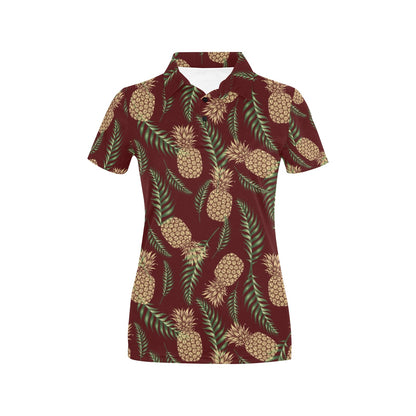 Pineapple Pattern Print Design PP013 Women's Polo Shirt