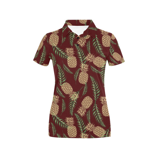Pineapple Pattern Print Design PP013 Women's Polo Shirt