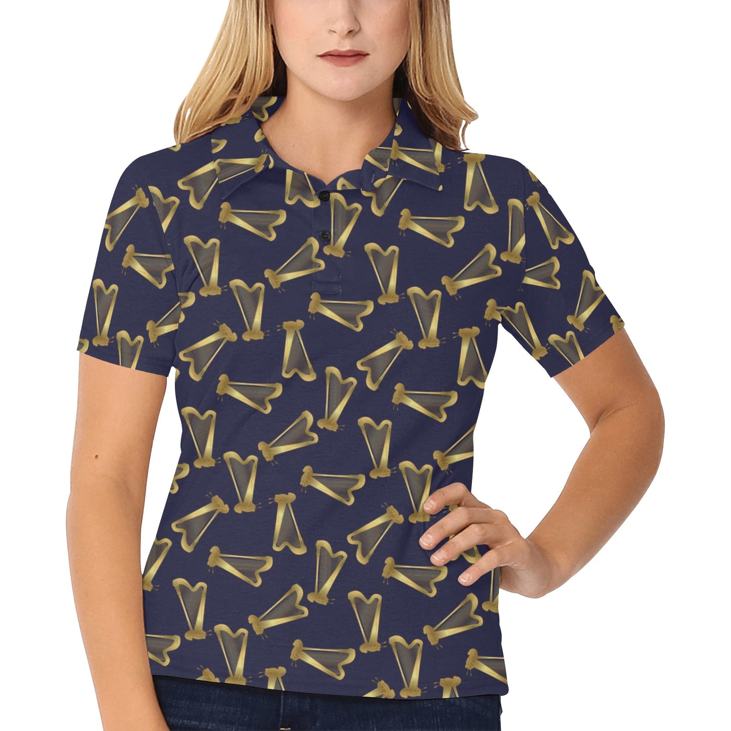 Harp Print Design LKS401 Women's Polo Shirt