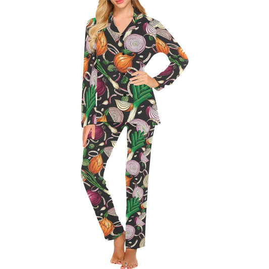 Onion Pattern Print Design A03 Women's Long Pajama Set