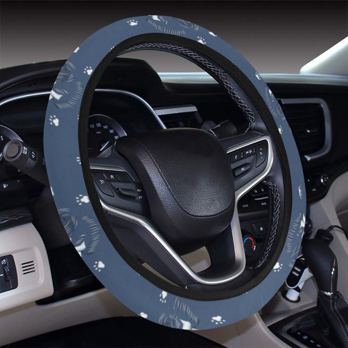 Scottish Terriers Print Design LKS307 Steering Wheel Cover with Elastic Edge