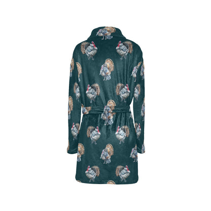 Turkey Pattern Print Design 03 Women's Fleece Robe