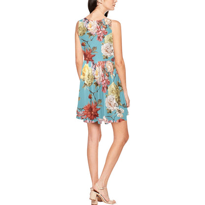 Summer Floral Pattern Print Design SF05 Sleeveless Dress
