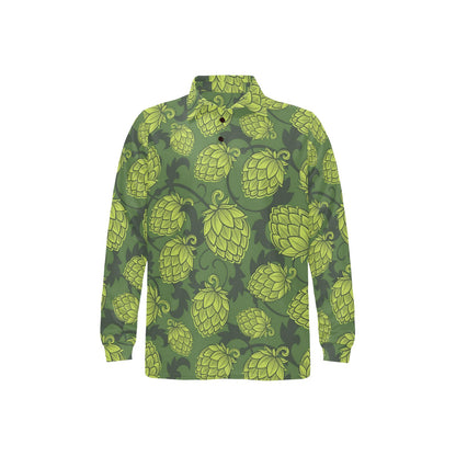 Hope Pattern Print Design 02 Long Sleeve Polo Shirt For Men's