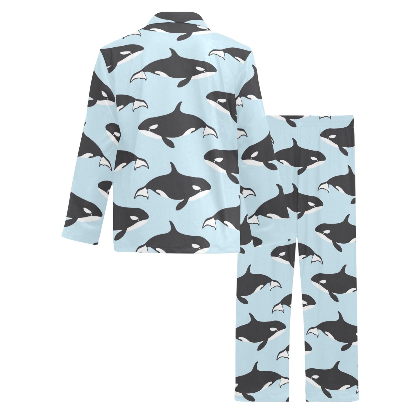 Killer Whale Pattern Print Design 01 Men's Long Pajama Set