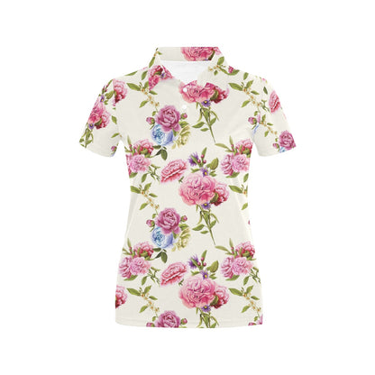 Carnations Pattern Print Design CN02 Women's Polo Shirt
