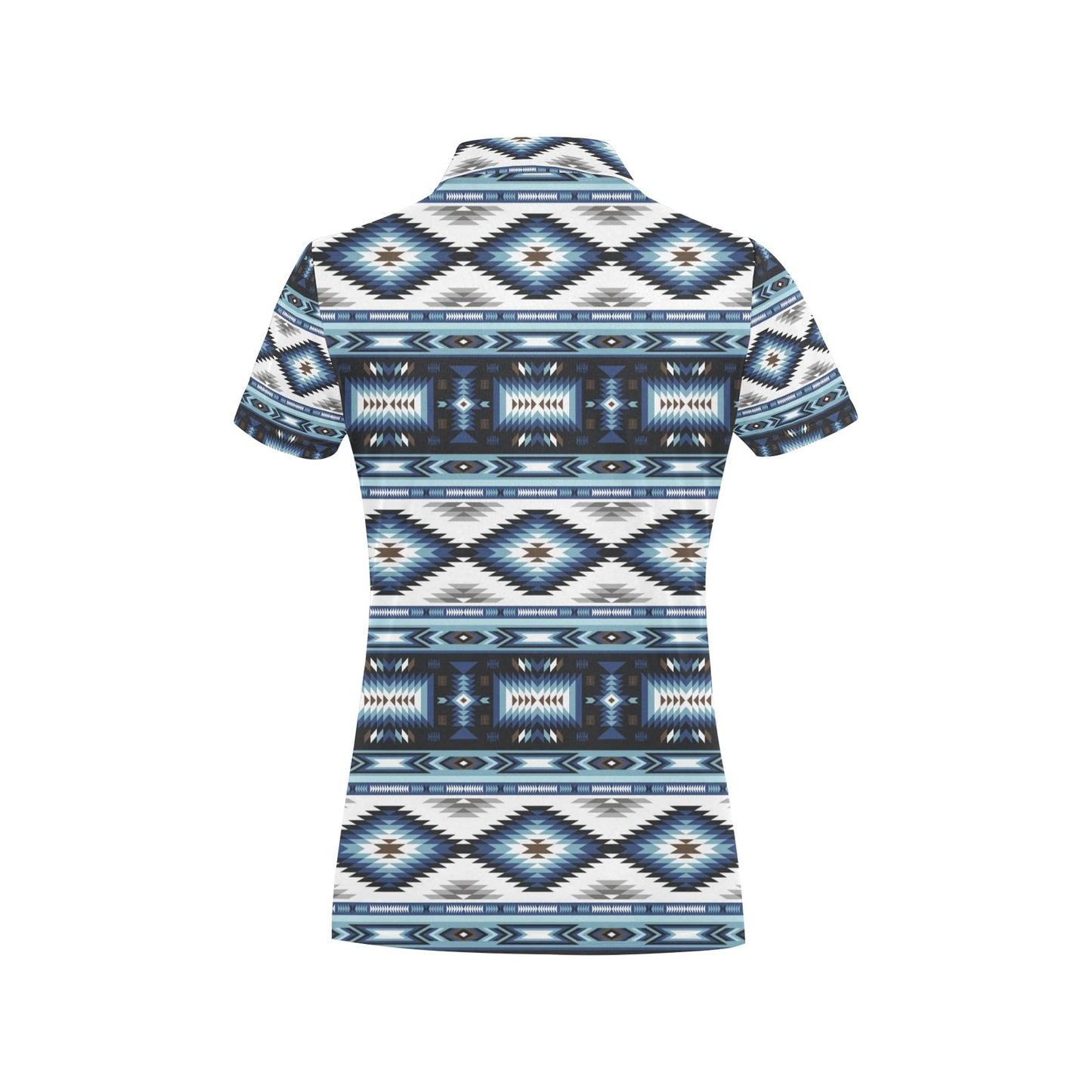 Navajo Dark Blue Print Pattern Women's Polo Shirt