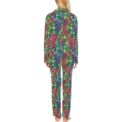 Grape Pattern Print Design GP02 Women's Long Pajama Set