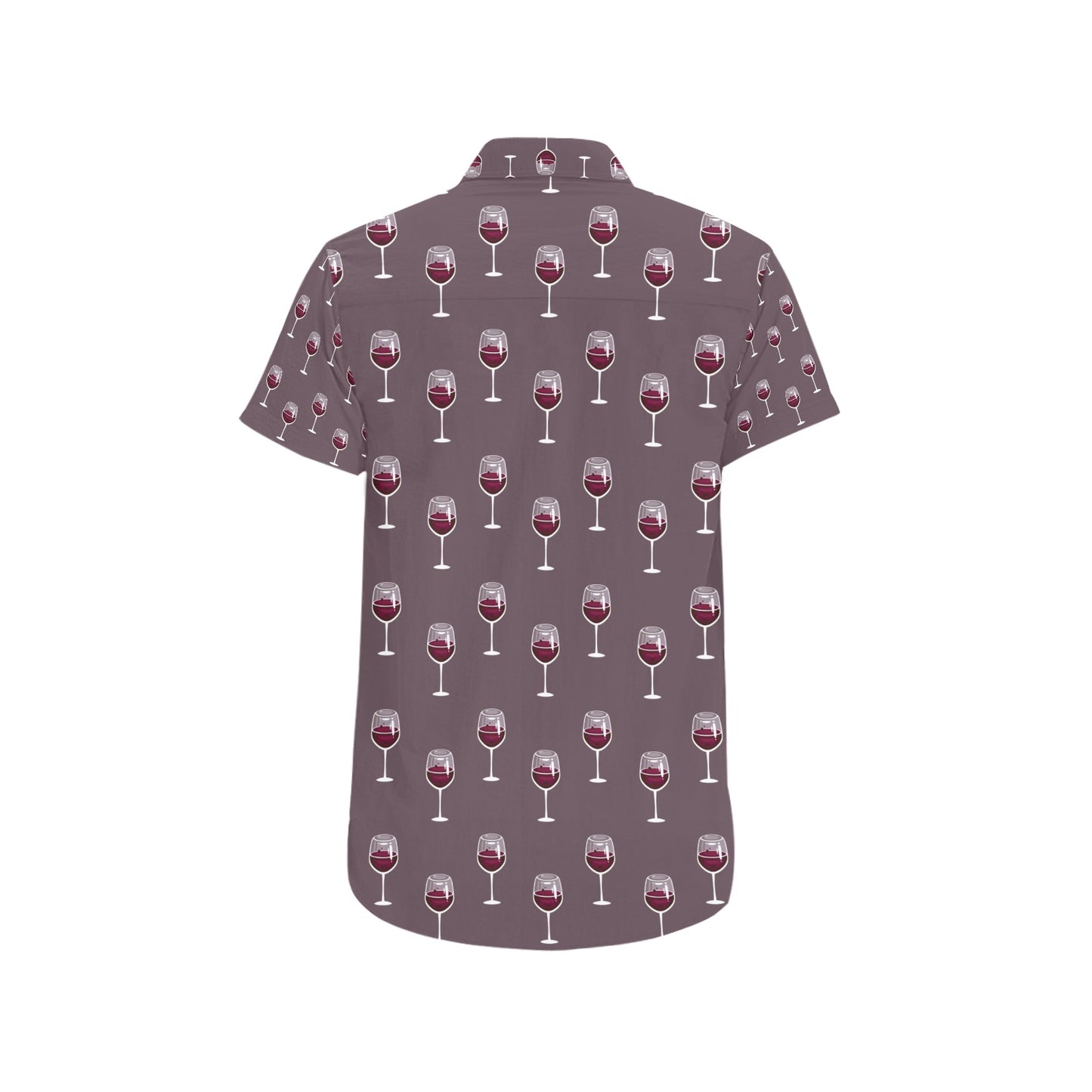 Wine Glass Pattern Print Design LKS305 Men Short Sleeve Button Up Shirt
