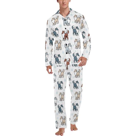 Alaskan Malamute Pattern Print Design 02 Men's Long Pajama Set