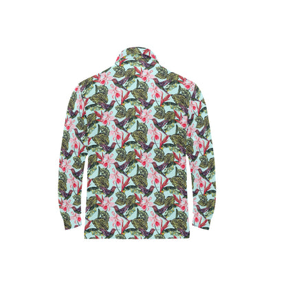 Hummingbird Cute Themed Print Long Sleeve Polo Shirt For Men's