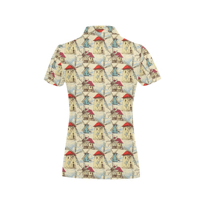Windmill Pattern Print Design 01 Women's Polo Shirt