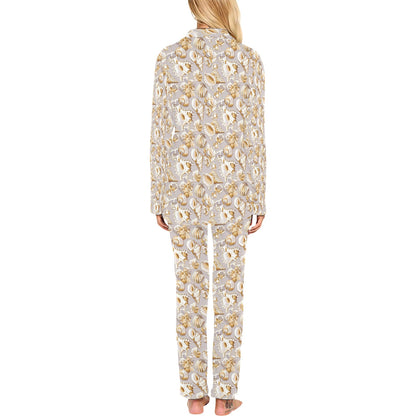 Seashell Print Design LKS309 Women's Long Pajama Set
