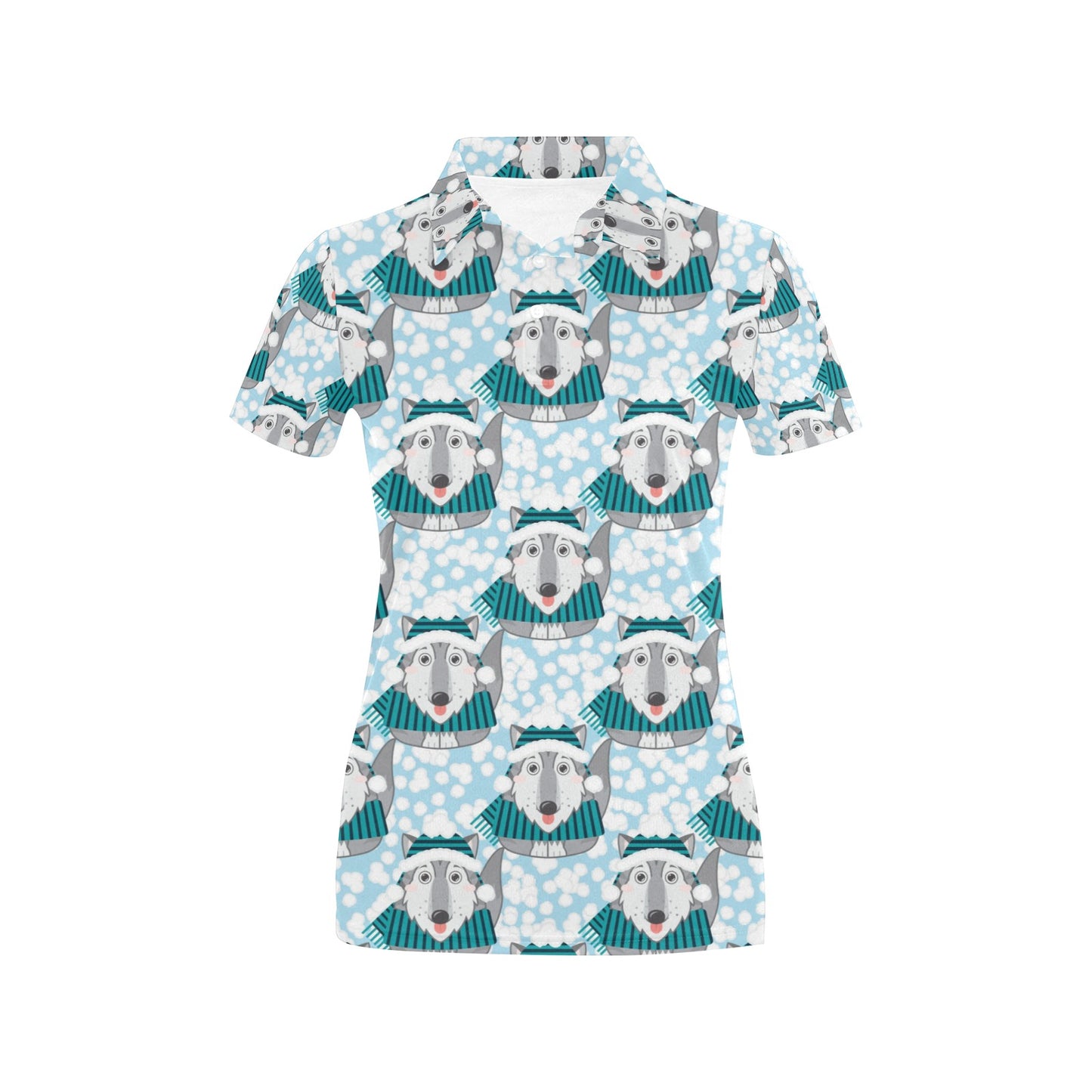 Alaskan Malamute Pattern Print Design 01 Women's Polo Shirt