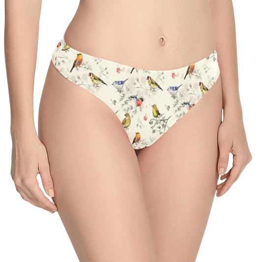 Bird Watercolor Design Pattern Women's Thongs