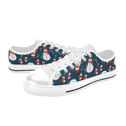Snowman Print Design LKS301 Women's White Low Top Shoes