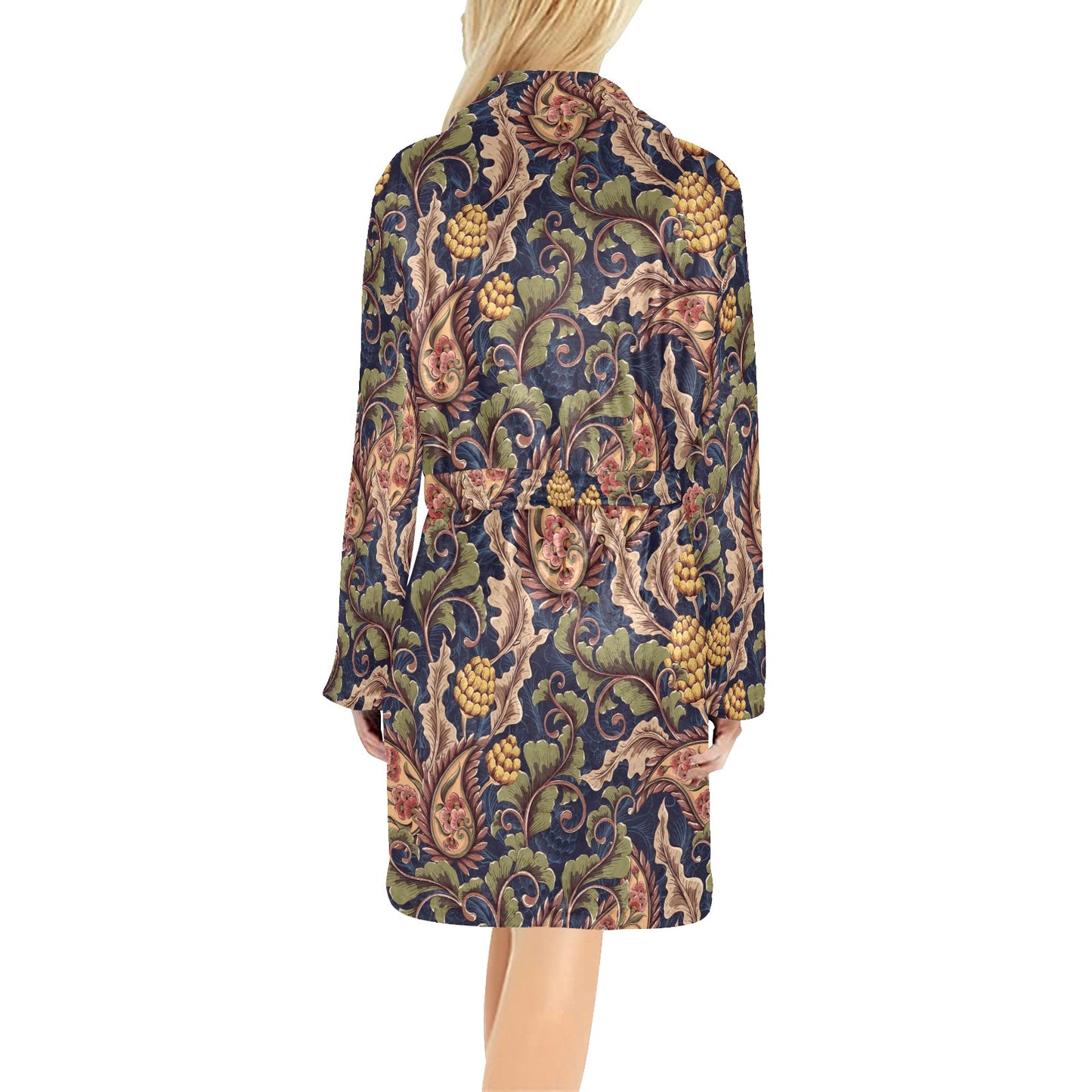 Floral Vintage Classic Print Women's Fleece Robe