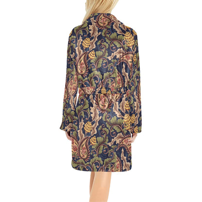 Floral Vintage Classic Print Women's Fleece Robe