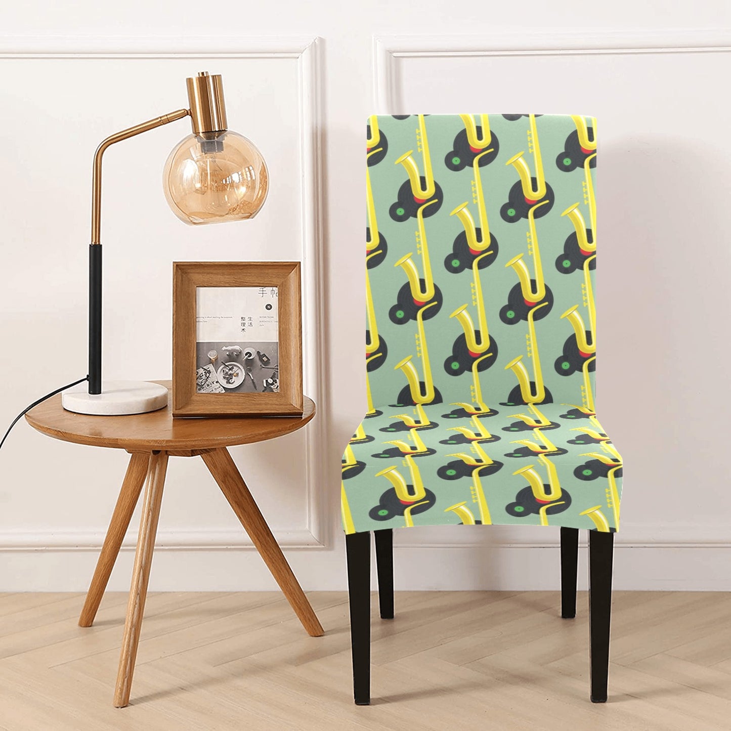 Saxophone Print Design LKS405 Dining Chair Slipcover