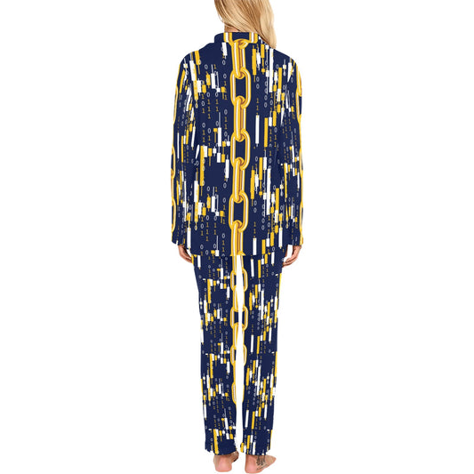 Cryptocurrency Chain Pattern Print Design 03 Women's Long Pajama Set