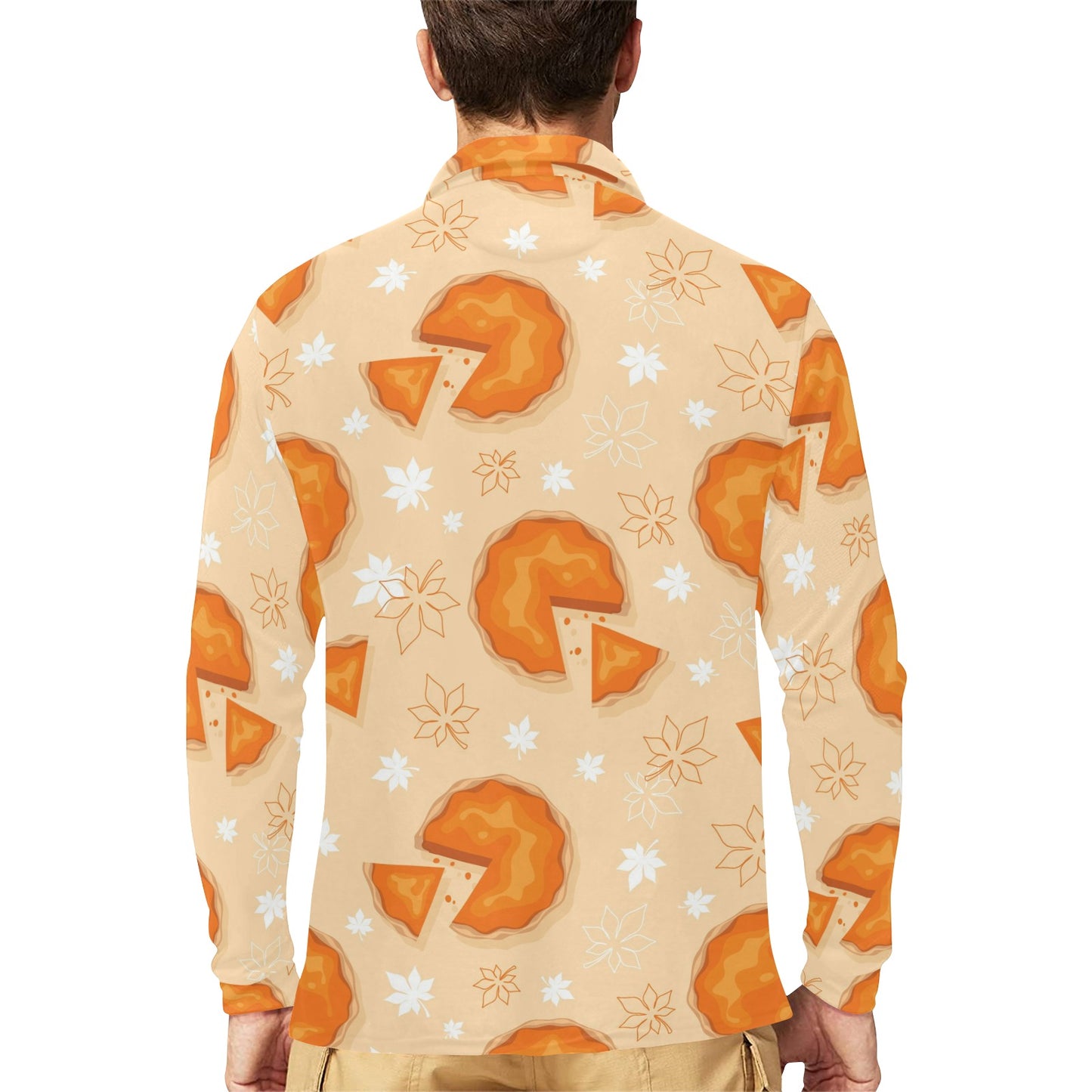 Pie Pattern Print Design A01 Long Sleeve Polo Shirt For Men's