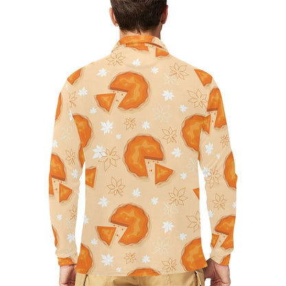 Pie Pattern Print Design A01 Long Sleeve Polo Shirt For Men's