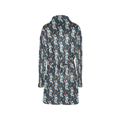 Astronaut Pattern Print Design 04 Women's Fleece Robe