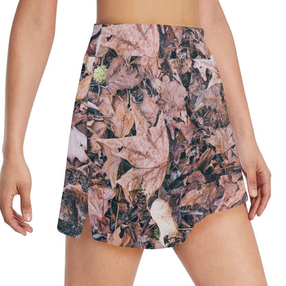 Camouflage Realistic Tree Leaf Print 17" Golf & Pickleball Skort with Pockets