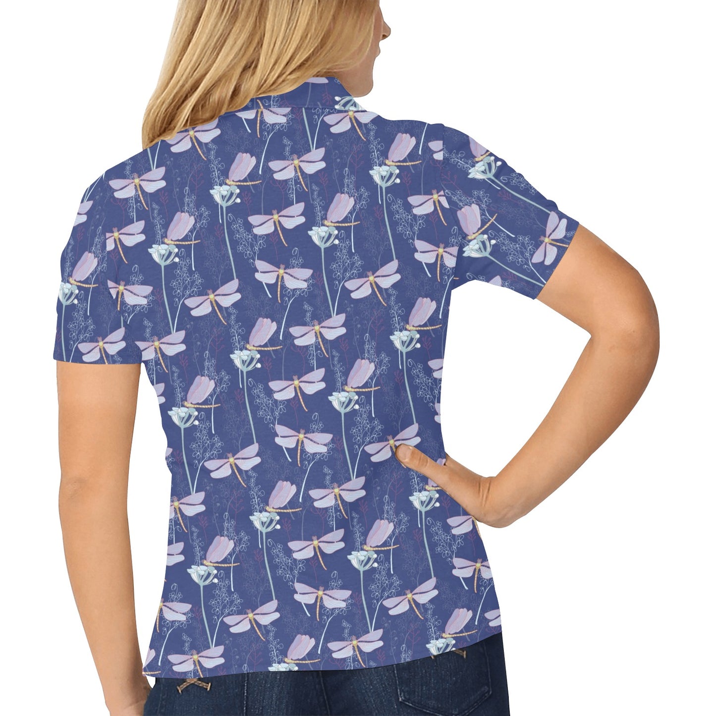 Dragonfly Print Design LKS401 Women's Polo Shirt