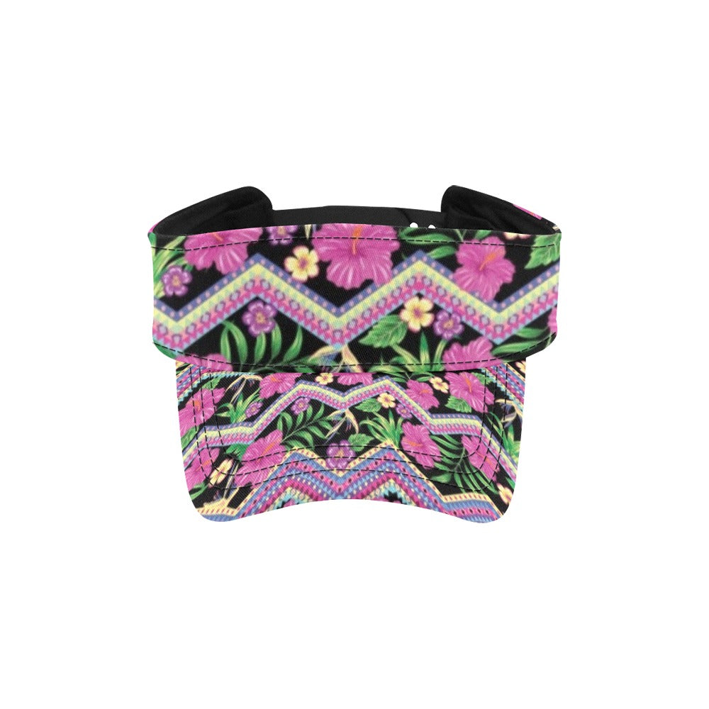 Hibiscus Pink Zigzag Line Pattern Design LKS307 Unisex Sun Visor