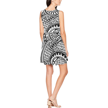 Polynesian Tribal Pattern Sleeveless Dress