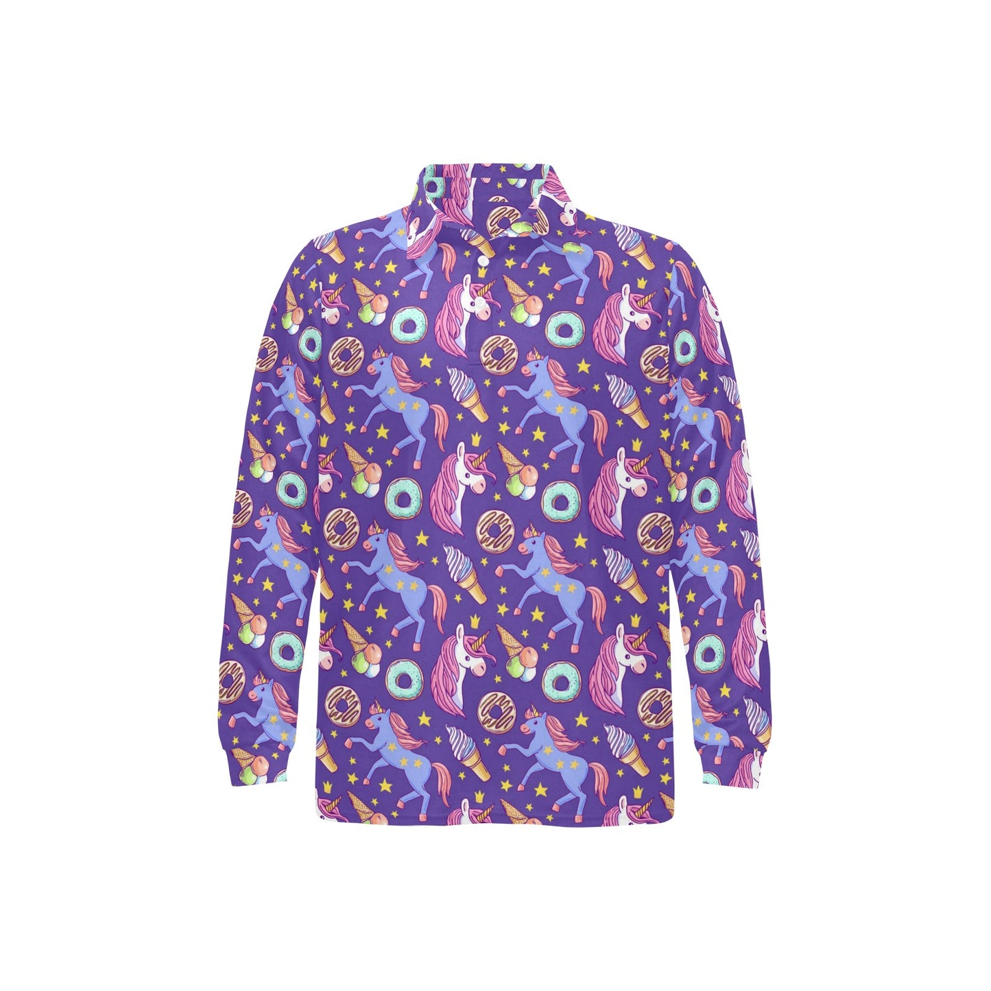 Unicorn Sweety Long Sleeve Polo Shirt For Men's