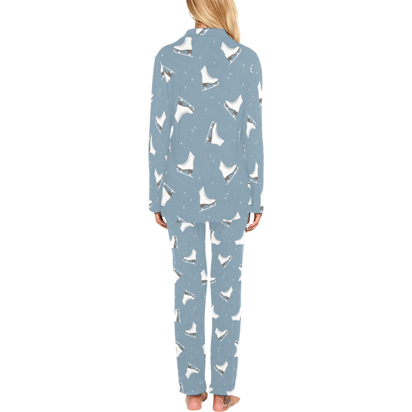 Ice Skate Pattern Print Design 02 Women's Long Pajama Set