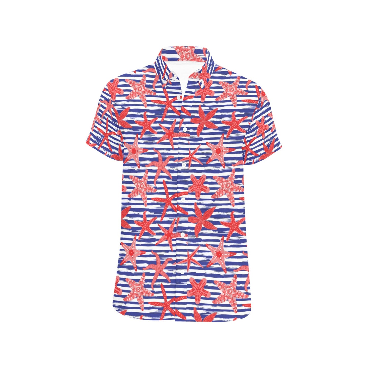 Starfish Print Design LKS401 Men Short Sleeve Button Up Shirt