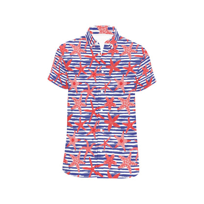 Starfish Print Design LKS401 Men Short Sleeve Button Up Shirt