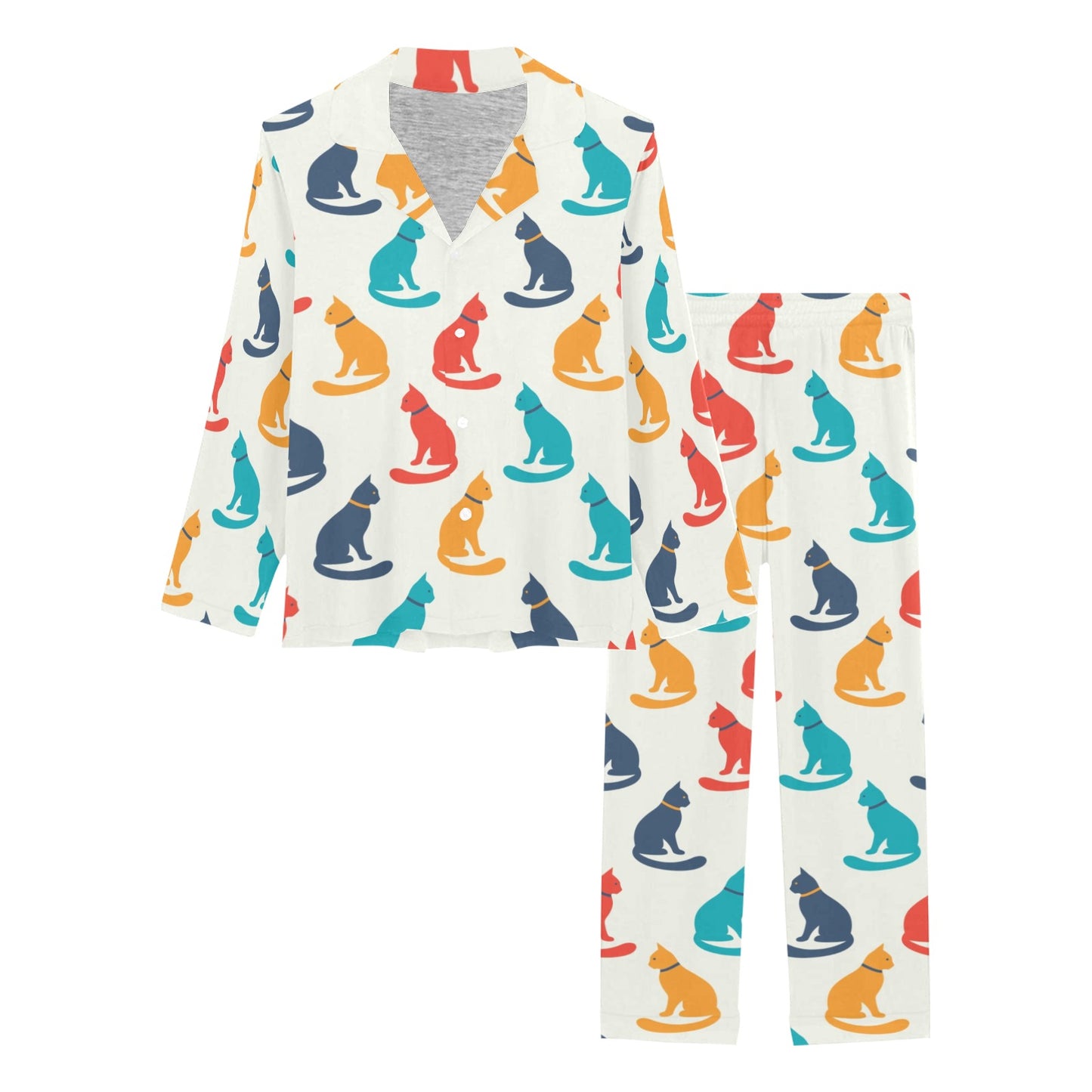 Cat Pattern Print Design 03 Women's Long Pajama Set