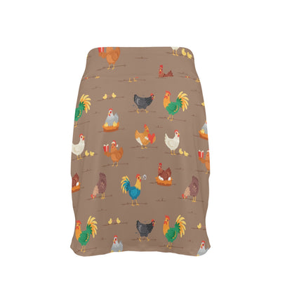 Chicken Happy Print Pattern 17" Golf & Pickleball Skort with Pockets
