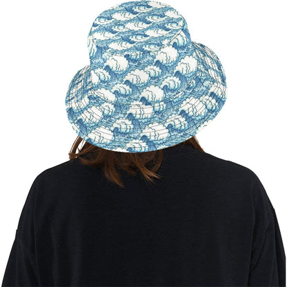 Wave Japan Style Print Design LKS304 Unisex Bucket Hat
