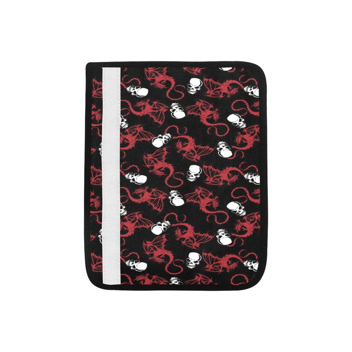 Skull With Red Dragon Print Design LKS304 Car Seat Belt Cover