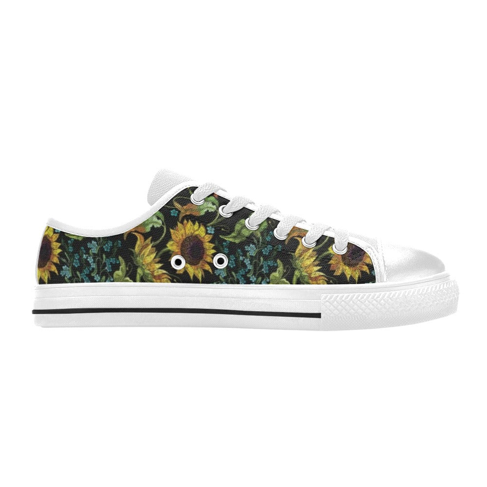 Sunflower Print Design LKS308 Women's White Low Top Shoes